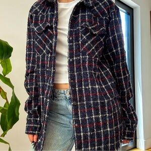 Scotch & Soda Wool Blend Long Sleeve Button Shirt Amsterdam Blauw Couture Plaid